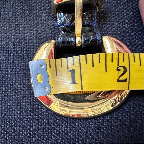 Woman’s belt snake skin large gold buckle black 30 to 32 signed MAGID EUC 3488 p - Picture 10 of 13